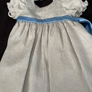 Elegant Baby Dress with Blue Sash